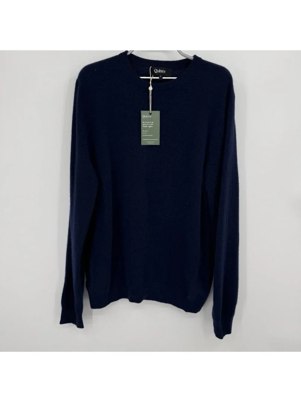 Quince Mongolian Cashmere Crew Neck Pullover Sweater Navy Blue size L Men's NWT